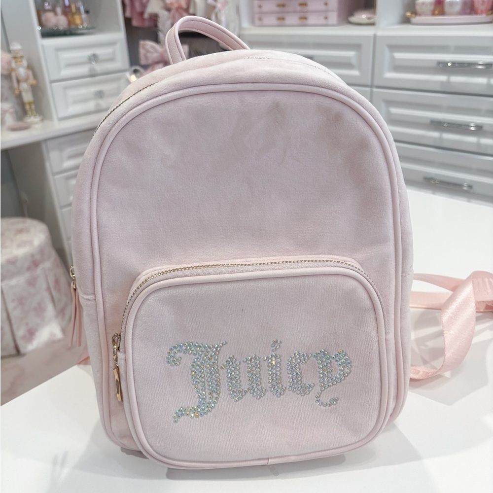 Juicy Couture Light Pink Backpack with Rhinestone Logo